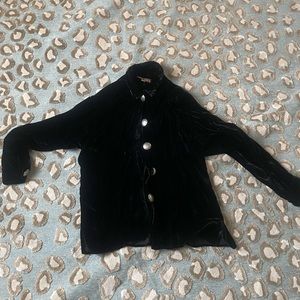 Gorgeous Double D Velvet Button Down Blouse Top, Size Smal
